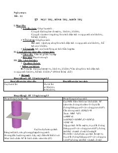 Giáo án lớp 12 môn Hình học - Tiết 22 Luyện tập (bài 3 Mặt trụ hình trụ khối trụ)