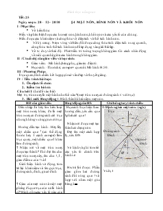 Giáo án lớp 12 môn Hình học - Tiết 25 - Bài 4: Mặt nón, hình nón và khối nón