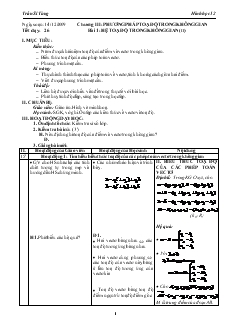 Giáo án lớp 12 môn Hình học - Tiết 26 - Trần Sĩ Tùng - Bài 1: Hệ toạ độ trong không gian