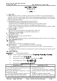 Giáo án lớp 12 môn Hình học - Tiết 28 - 29: Luyện tập