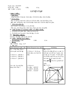 Giáo án lớp 12 môn Hình học - Tiết 3: Luyện tập