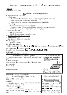 Giáo án lớp 12 môn Hình học - Tiết 32: Bài: Phương trình mặt phẳng