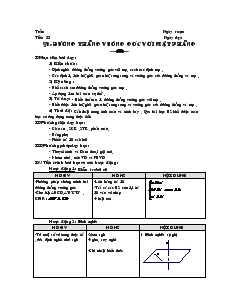 Giáo án lớp 12 môn Hình học - Tiết 33 - Bài 3: Đường thẳng vuông góc với mặt phẳng