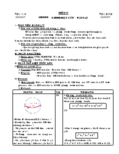 Giáo án lớp 12 môn Hình học - Tiết 49: Phương trình mặt cầu – bài tập