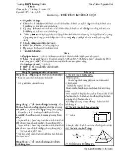 Giáo án lớp 12 môn Hình học - Tiết 6, 7, 8, 9: Thể tích khối đa diện