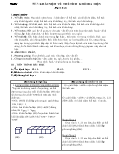 Giáo án lớp 12 môn Hình học - Tiết 6 - Bài 3: Khái niệm về thể tích khối đa diện
