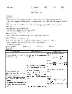 Giáo án lớp 12 môn Hình học - Tiết 66: Ôn tập