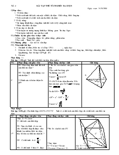 Giáo án lớp 12 môn Hình học - Tiết 8: Bài tập thể tích khối đa diện