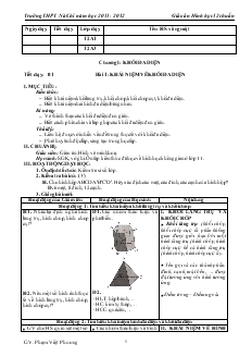 Giáo án lớp 12 môn Hình học - Tiết dạy: 01 - Bài 01: Khái niệm về khối đa diện