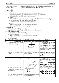 Giáo án lớp 12 môn Hình học - Tiết dạy: 29 - Bài 2: Phương trình mặt phẳng