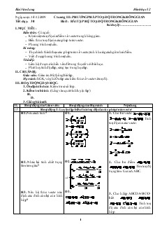 Giáo án lớp 12 môn Hình học - Tiết dạy: 30 - Bài 1: Bài tập hệ toạ độ trong không gian