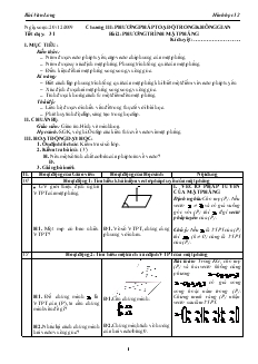 Giáo án lớp 12 môn Hình học - Tiết dạy: 31 - Bài 2: Phương trình mặt phẳng