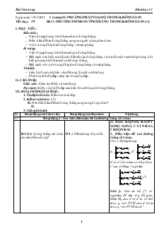 Giáo án lớp 12 môn Hình học - Tiết dạy: 39 - Bài 3: Phương trình đường thẳng trong không gian