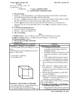 Giáo án lớp 12 môn Hình học - Tiết  thứ 1, 2 - Bài 01: Khái niệm về khối đa diện