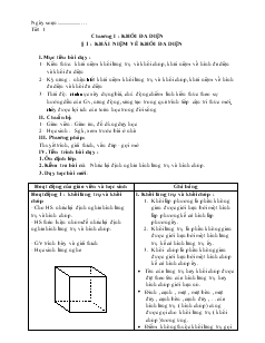 Giáo án lớp 12 môn Hình học - Tiết thứ  1: Khái niệm về khối đa diện