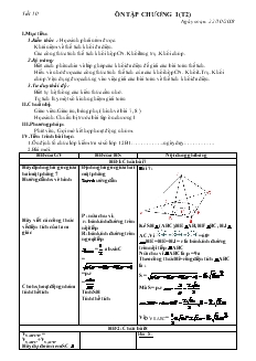 Giáo án lớp 12 môn Hình học - Tiết thứ 10: Ôn tập chương 01