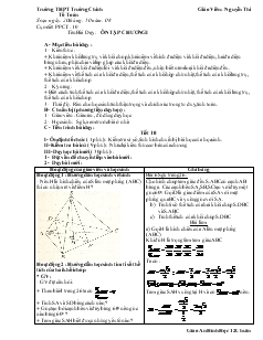 Giáo án lớp 12 môn Hình học - Tiết thứ 10:  Ôn tập chương I