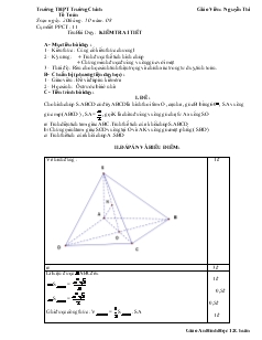 Giáo án lớp 12 môn Hình học - Tiết thứ 11: Kiểm tra 1 tiết
