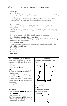 Giáo án lớp 12 môn Hình học - Tiết thứ 12 - Bài 1: Khái niệm về mặt tròn xoay
