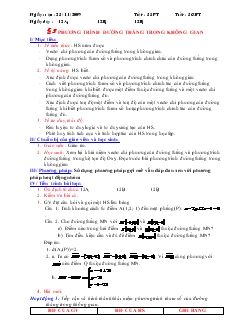 Giáo án lớp 12 môn Hình học - Tiết thứ 35 - Bài 3: Phương trình đường thẳng trong không gian