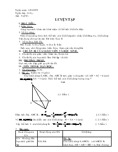 Giáo án lớp 12 môn Hình học - Tiết thứ 9: Luyện tập