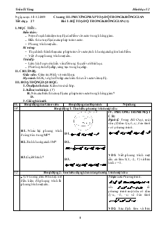 Giáo án lớp 12 môn Hình học - Trần Sĩ Tùng - Tiết dạy: 27 - Bài 1: Hệ toạ độ trong không gian