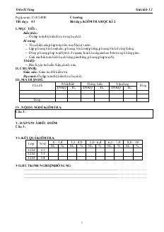 Giáo án lớp 12 môn Hình học - Trần Sĩ Tùng - Tiết dạy: 43 - Bài dạy: Kiểm tra học kì 2