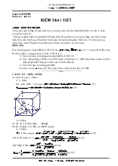 Giáo án lớp 12 môn Hình học - Tuần 12 – Tiết 12: Kiểm tra 1 tiết
