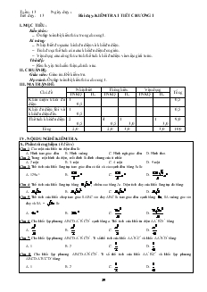 Giáo án lớp 12 môn Hình học -Tuần 13 - Tiết dạy: 13 - Bài dạy: Kiểm tra 1 tiết chương 1