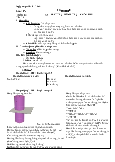 Giáo án lớp 12 môn Hình học - Tuần 15 - Tiết 20 - Bài 3: Mặt trụ, hình trụ, khối trụ