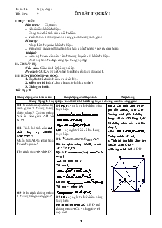 Giáo án lớp 12 môn Hình học -Tuần 16 - Tiết dạy: 19 : Ôn tập học kỳ I