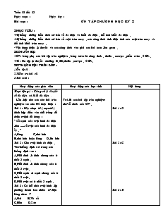 Giáo án lớp 12 môn Hình học - Tuần 18 - Tiết 23: Ôn tập chương học kỳ i