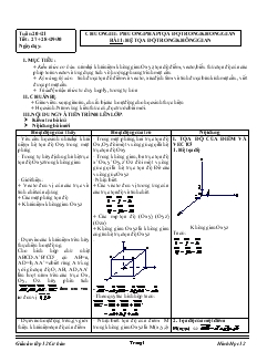 Giáo án lớp 12 môn Hình học - Tuần 20 - 21 - Bài 1: Hệ tọa độ trong không gian