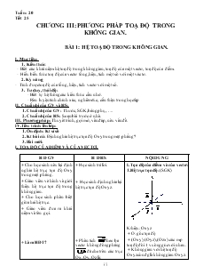 Giáo án lớp 12 môn Hình học -Tuần 20 - Tiết 25 - Bài 1: Hệ toạ độ trong không gian