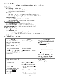 Giáo án lớp 12 môn Hình học -Tuần 22 - Tiết 30 - Bài 2: Phương trình mặt phẳng