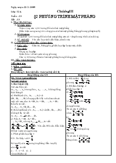 Giáo án lớp 12 môn Hình học - Tuần 25 - Tiết 33 - Bài 2: Phương trình mặt phẳng