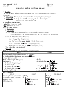 Giáo án lớp 12 môn Hình học - Tuần 30 - Tiết 40 - Phương trình đường thẳng