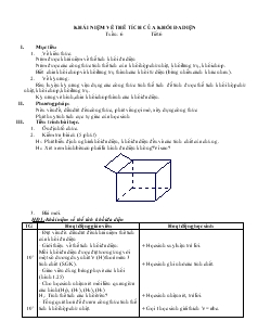 Giáo án lớp 12 môn Hình học - Tuần: 6 - Tiết 06 - Khái niệm về thể tích của khối đa diện