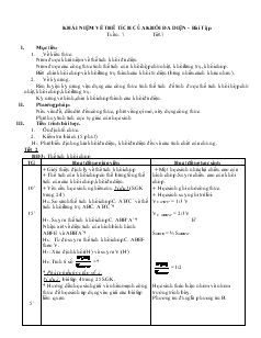 Giáo án lớp 12 môn Hình học - Tuần: 7 - Tiết 7 - Khái niệm về thể tích của khối đa diện - Bài tập