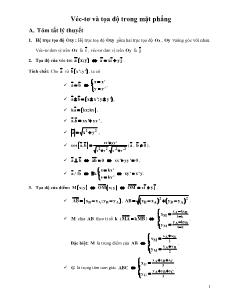 Giáo án lớp 12 môn Hình học - Véc-Tơ và tọa độ trong mặt phẳng