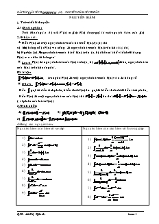 Giáo án lớp 12 môn Tích phân - Nguyên hàm