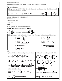 Giáo án lớp 12 môn Toán - Chương III: Nguyên hàm – tích phân và ứng dụng