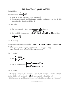 Giáo án lớp 12 môn Toán - Đề tham khảo(1) khối A-2008