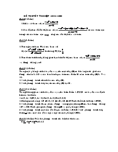 Giáo án lớp 12 môn Toán - Đề thi tốt nghiệp 2002-2003
