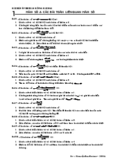 Giáo án lớp 12 môn Toán - Hàm số và các bài toán liên quan hàm số