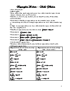 Giáo án lớp 12 môn Toán - Nguyên hàm - Tích phân