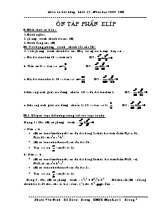 Giáo án lớp 12 môn Toán - Ôn tâp phần elíp (tiếp)