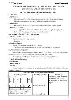 Giáo án lớp 12 môn Toán - Tiết 34: Hàm số mũ và hàm số lôgarit (tiết 1)