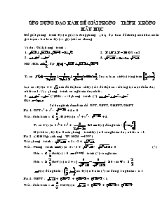 Giáo án lớp 12 môn Toán - Ứng dụng đạo hàm để giải phương trình không mẫu mực