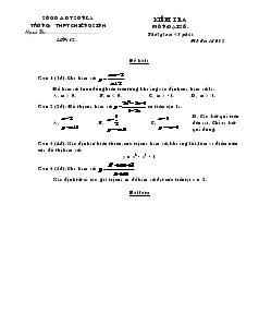 Giáo án lớp 12a môn Đại số - Kiểm tra thời gian: 45 phút